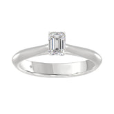 LADIES SOLITAIRE RING 1/2CT EMERALD DIAMOND 18K WHITE GOLD